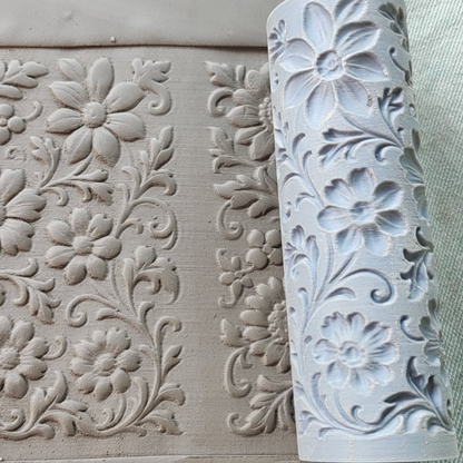 CC16 - Victorian Garden texture Roller - Specially made for Pottery and Ceramics - ClartStudios - Polymer clay Jewellery