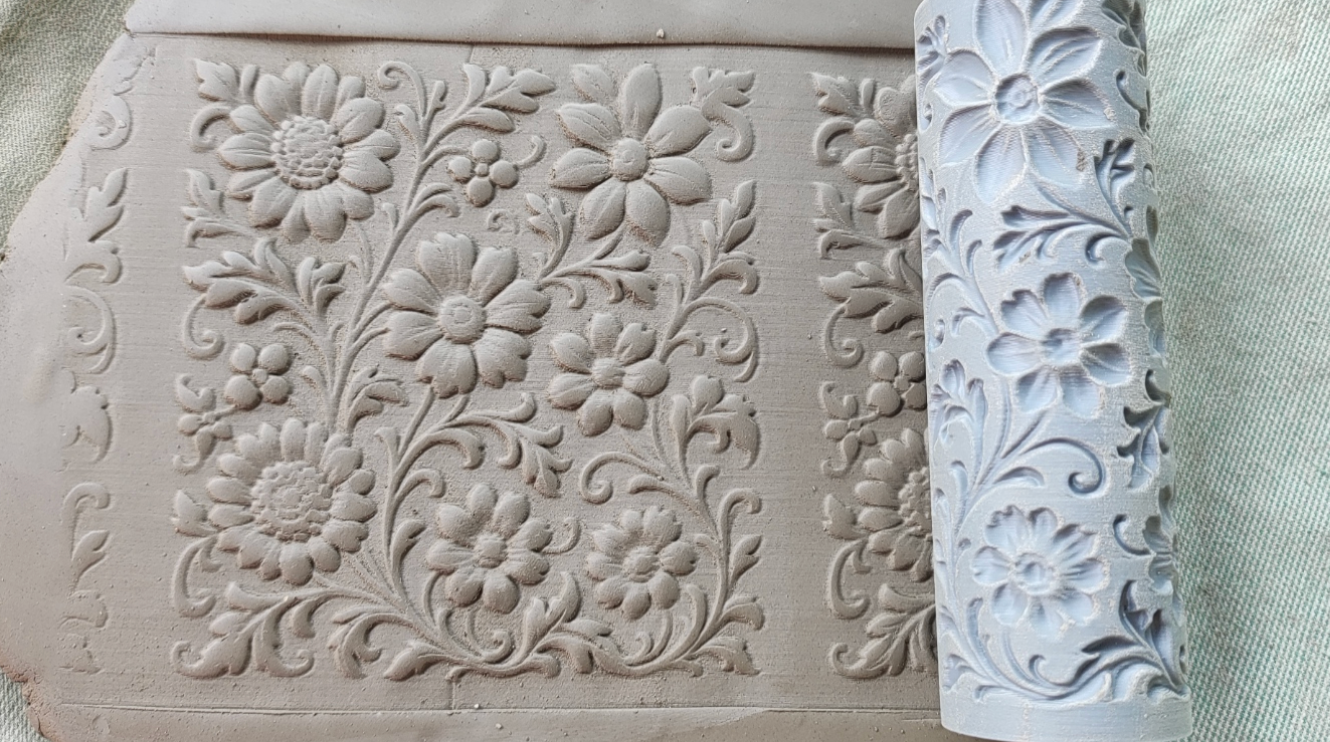 CC16 - Victorian Garden texture Roller - Specially made for Pottery and Ceramics - ClartStudios - Polymer clay Jewellery