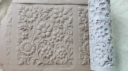 CC16 - Victorian Garden texture Roller - Specially made for Pottery and Ceramics - ClartStudios - Polymer clay Jewellery