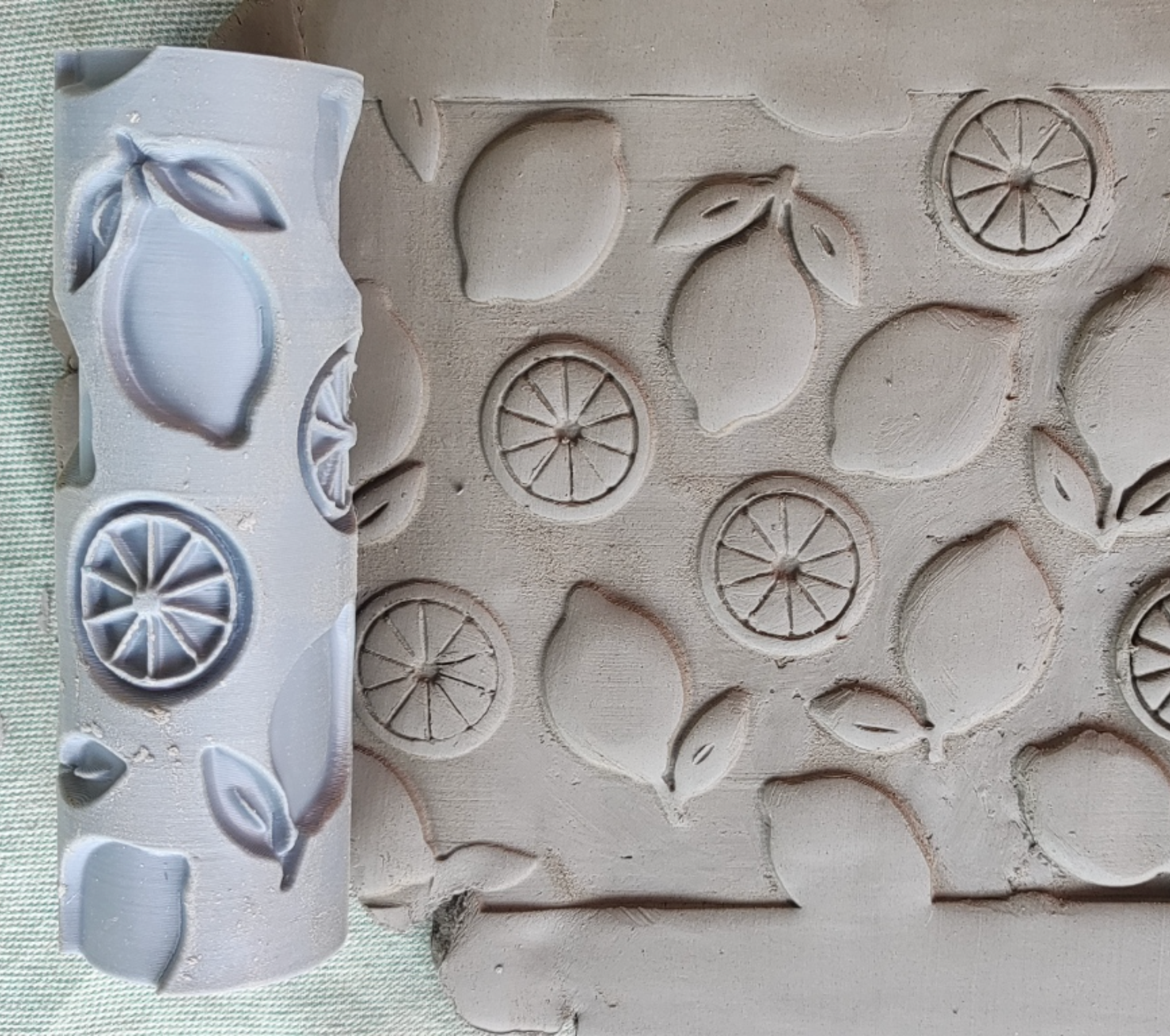 CC18 - Lemon Citrus Groove texture Roller - Specially made for Pottery and Ceramics - ClartStudios - Polymer clay Jewellery
