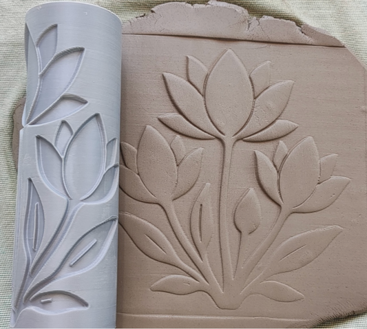 CC21 - Lotus Bloom texture Roller - Specially made for Pottery and Ceramics - ClartStudios - Polymer clay Jewellery