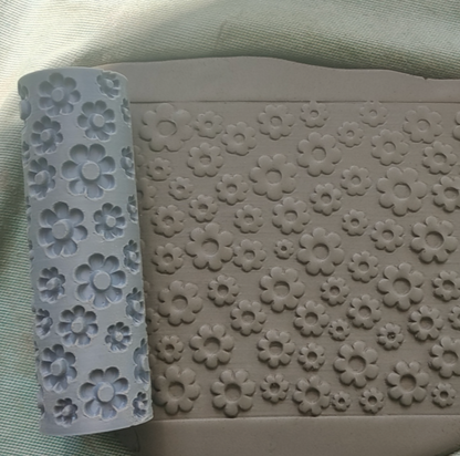 CC24 - Pop Flower texture Roller - Specially made for Pottery and Ceramics - ClartStudios - Polymer clay Jewellery