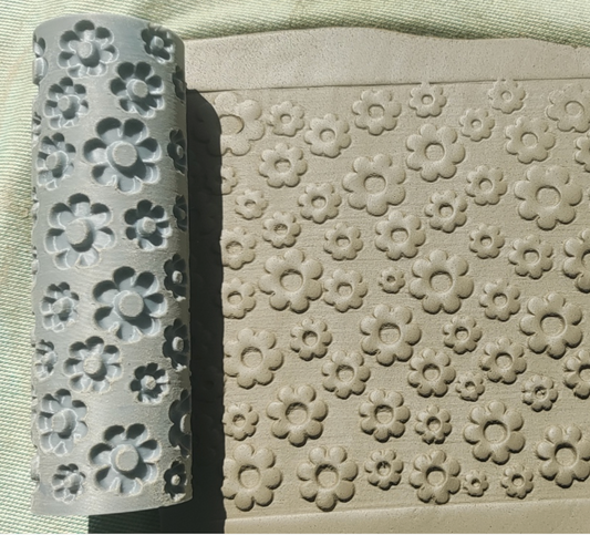 CC24 - Pop Flower texture Roller - Specially made for Pottery and Ceramics - ClartStudios - Polymer clay Jewellery