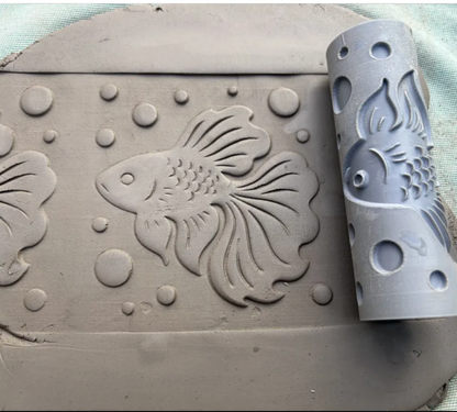 CC25 - Bubble Fish texture Roller - Specially made for Pottery and Ceramics - ClartStudios - Polymer clay Jewellery