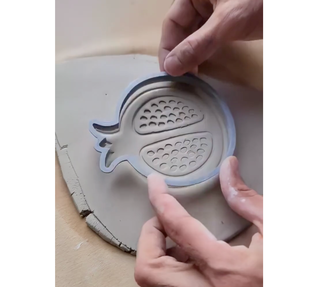 C11 - Pomegranate Cutter and Stamp Set for Clay, Pottery and Bakery - ClartStudios - Polymer clay Jewellery
