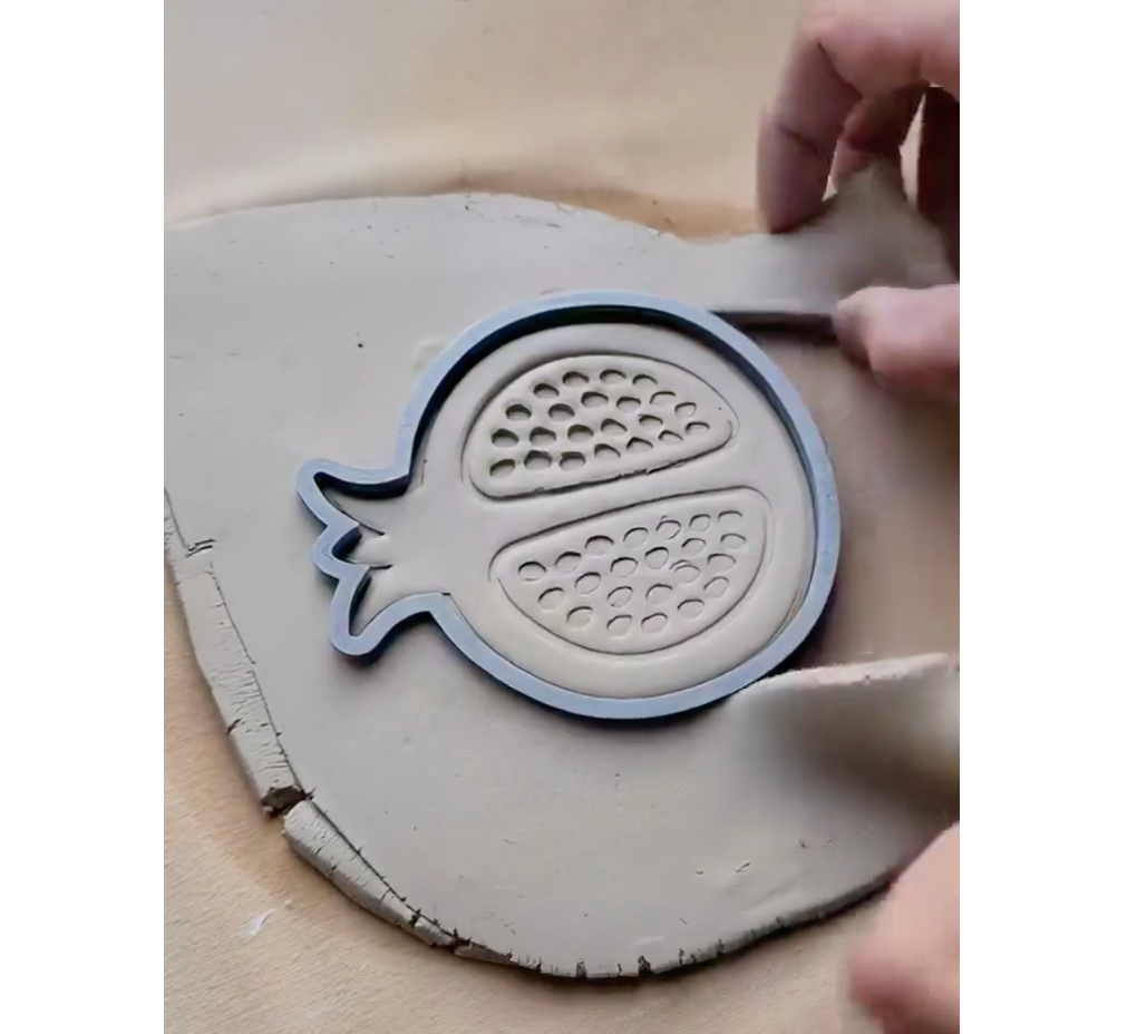 C11 - Pomegranate Cutter and Stamp Set for Clay, Pottery and Bakery - ClartStudios - Polymer clay Jewellery