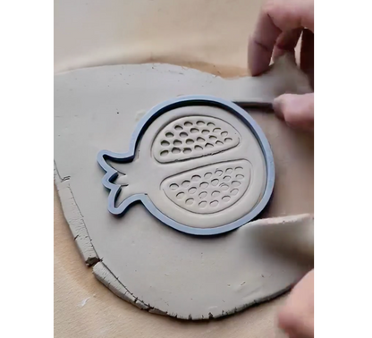 C11 - Pomegranate Cutter and Stamp Set for Clay, Pottery and Bakery - ClartStudios - Polymer clay Jewellery