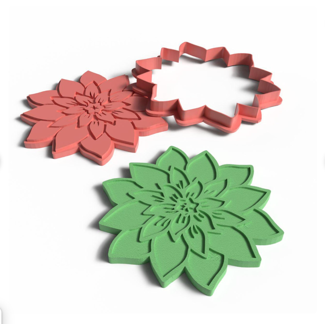 C13 - Flower Mandala Cookie Cutter and Stamp Set for Clay, Pottery and Bakery - ClartStudios - Polymer clay Jewellery
