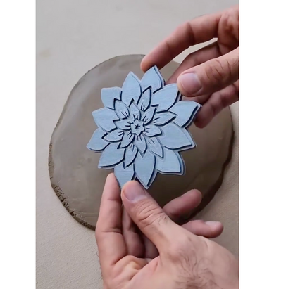 C13 - Flower Mandala Cookie Cutter and Stamp Set for Clay, Pottery and Bakery - ClartStudios - Polymer clay Jewellery