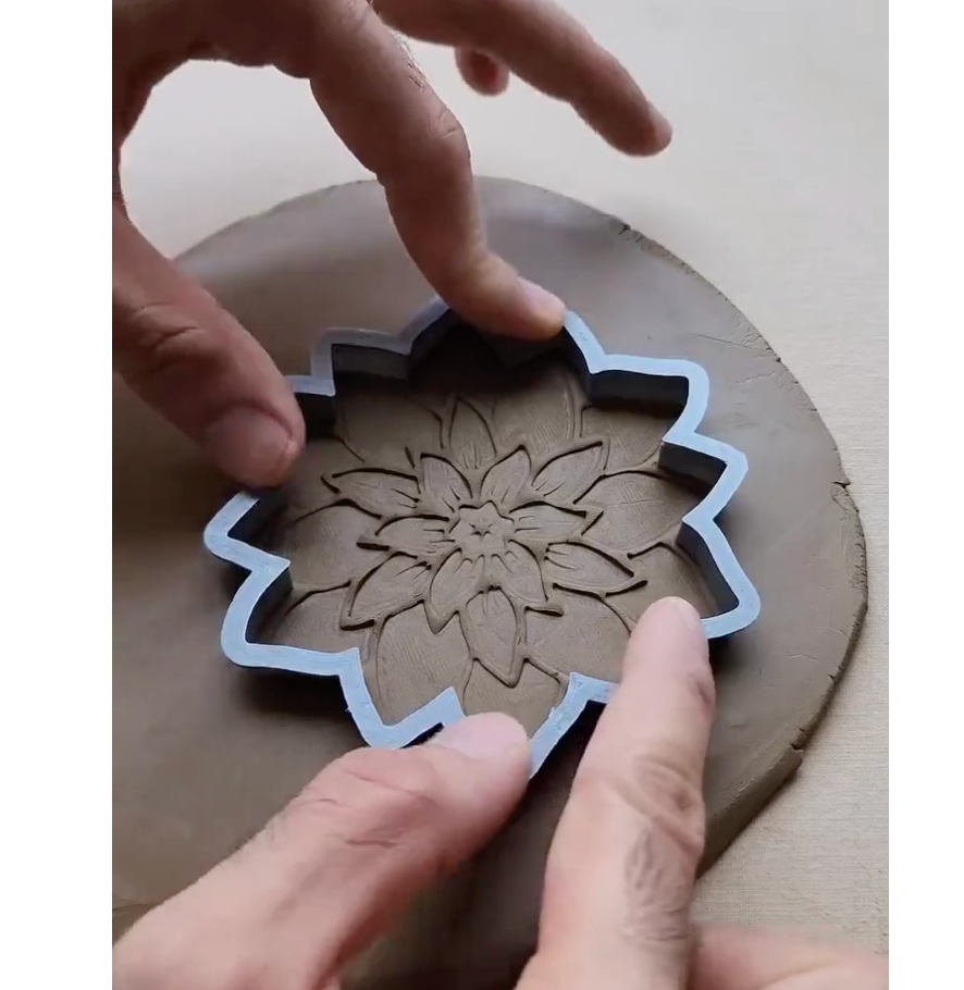 C13 - Flower Mandala Cookie Cutter and Stamp Set for Clay, Pottery and Bakery - ClartStudios - Polymer clay Jewellery
