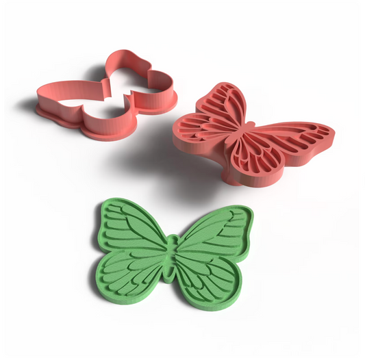 C15 - Butterfly Cookie Cutter and Stamp Set for Clay, Pottery and Bakery - ClartStudios - Polymer clay Jewellery