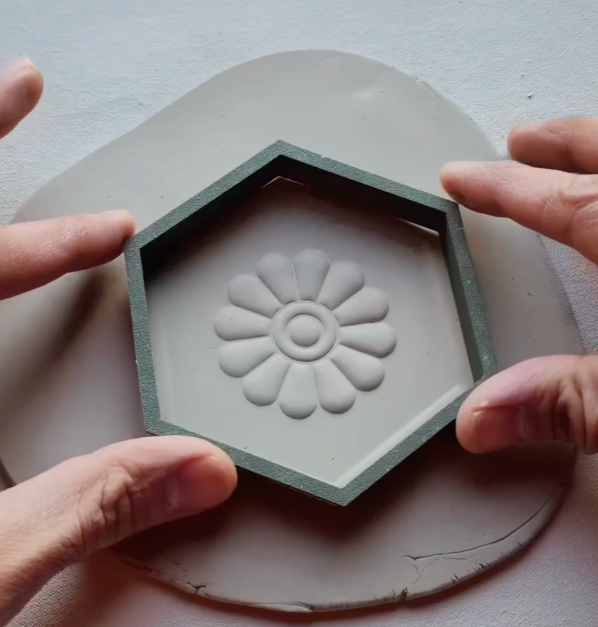 C22 - Floral Hexagon Cutter Stamp Set for Clay, Pottery and Bakery - ClartStudios - Polymer clay Jewellery