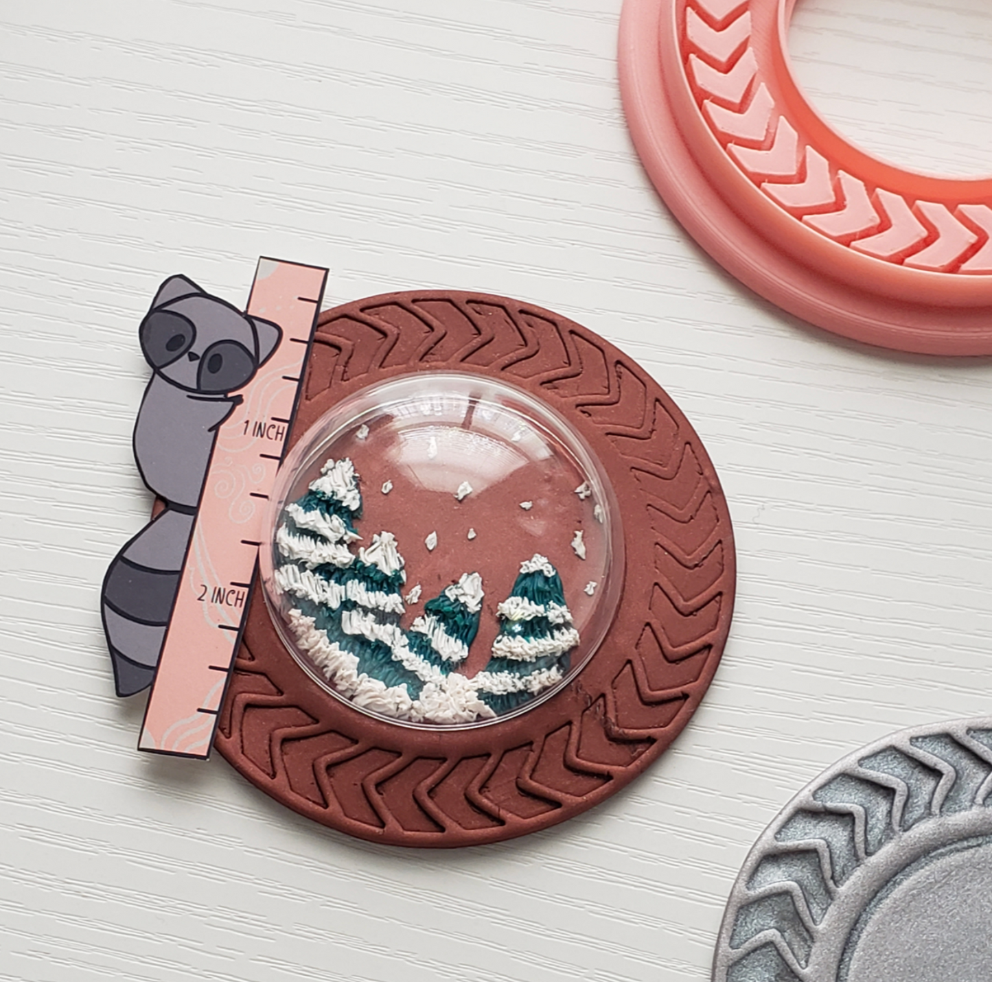 C32 -Chevron Circle Ornament Polymer Clay Cutter, Pottery and Bakery - ClartStudios - Polymer clay Jewellery