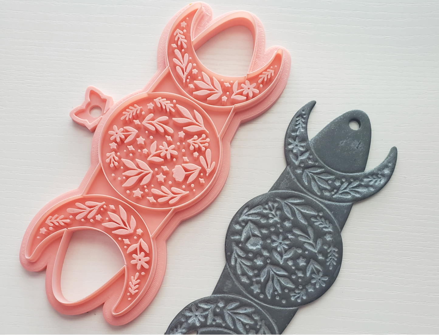 C37 -  Floral Moons Polymer Clay Headband Cutter, Pottery and Bakery - ClartStudios - Polymer clay Jewellery