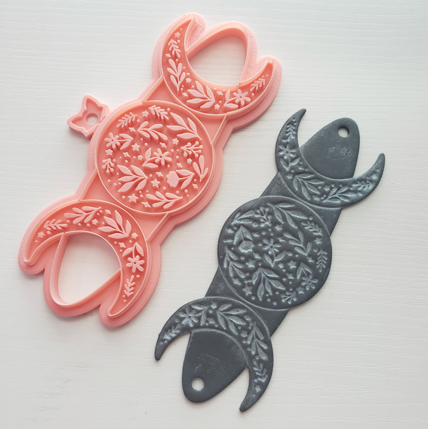 C37 -  Floral Moons Polymer Clay Headband Cutter, Pottery and Bakery - ClartStudios - Polymer clay Jewellery