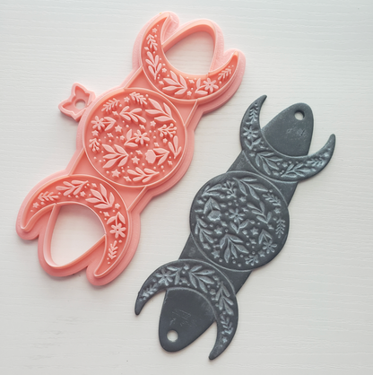 C37 -  Floral Moons Polymer Clay Headband Cutter, Pottery and Bakery - ClartStudios - Polymer clay Jewellery