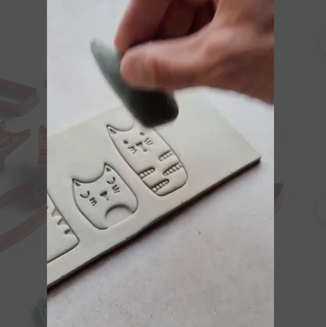 Cat Faces Cookie Cutter and Stamp Set (6 Stamps & 6 Cutters) - ClartStudios - Polymer clay Jewellery