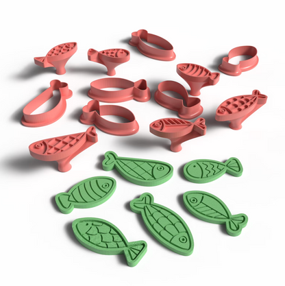 Fish Cutter & Stamp Set (6 Stamps and 6 Cutters)) - ClartStudios - Polymer clay Jewellery