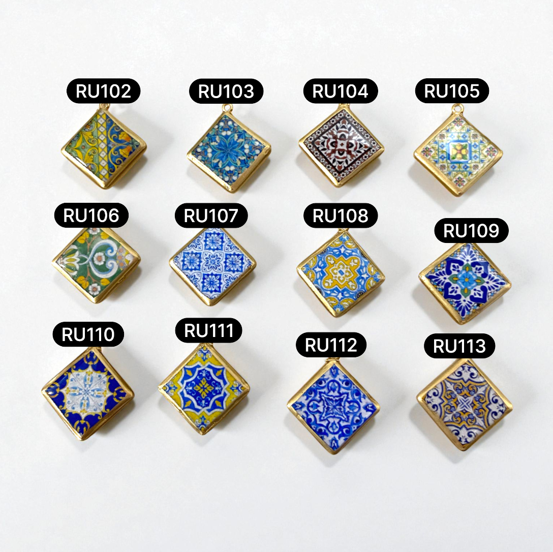 Tile Shape Designs - Resin Base Earring Charms Pendant (RU102 - RU113)(4-5 day Dispatch) - ClartStudios - Polymer clay Jewellery