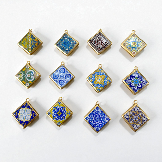Tile Shape Designs - Resin Base Earring Charms Pendant (RU102 - RU113)(4-5 day Dispatch) - ClartStudios - Polymer clay Jewellery