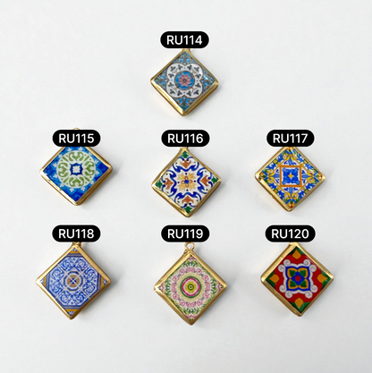 Tile Shape Designs - Resin Base Earring Charms Pendant (RU114 - RU120)(4-5 day Dispatch) - ClartStudios - Polymer clay Jewellery