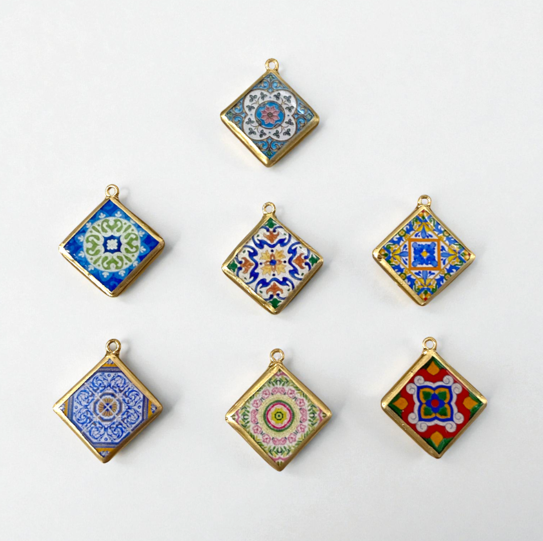 Tile Shape Designs - Resin Base Earring Charms Pendant (RU114 - RU120)(4-5 day Dispatch) - ClartStudios - Polymer clay Jewellery