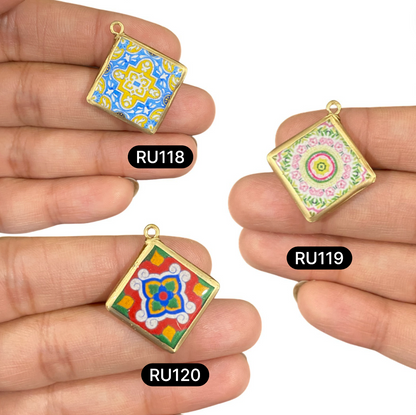 Tile Shape Designs - Resin Base Earring Charms Pendant (RU114 - RU120)(4-5 day Dispatch) - ClartStudios - Polymer clay Jewellery