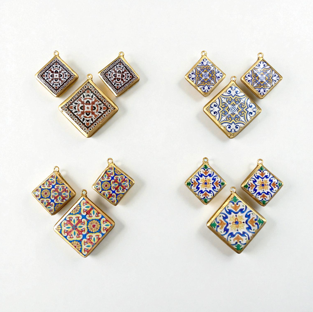 Pack of 3 - Tile Shape Designs - Resin Base Earring Charms Pendant (RU132 - RU135)(4-5 day Dispatch) - ClartStudios - Polymer clay Jewellery