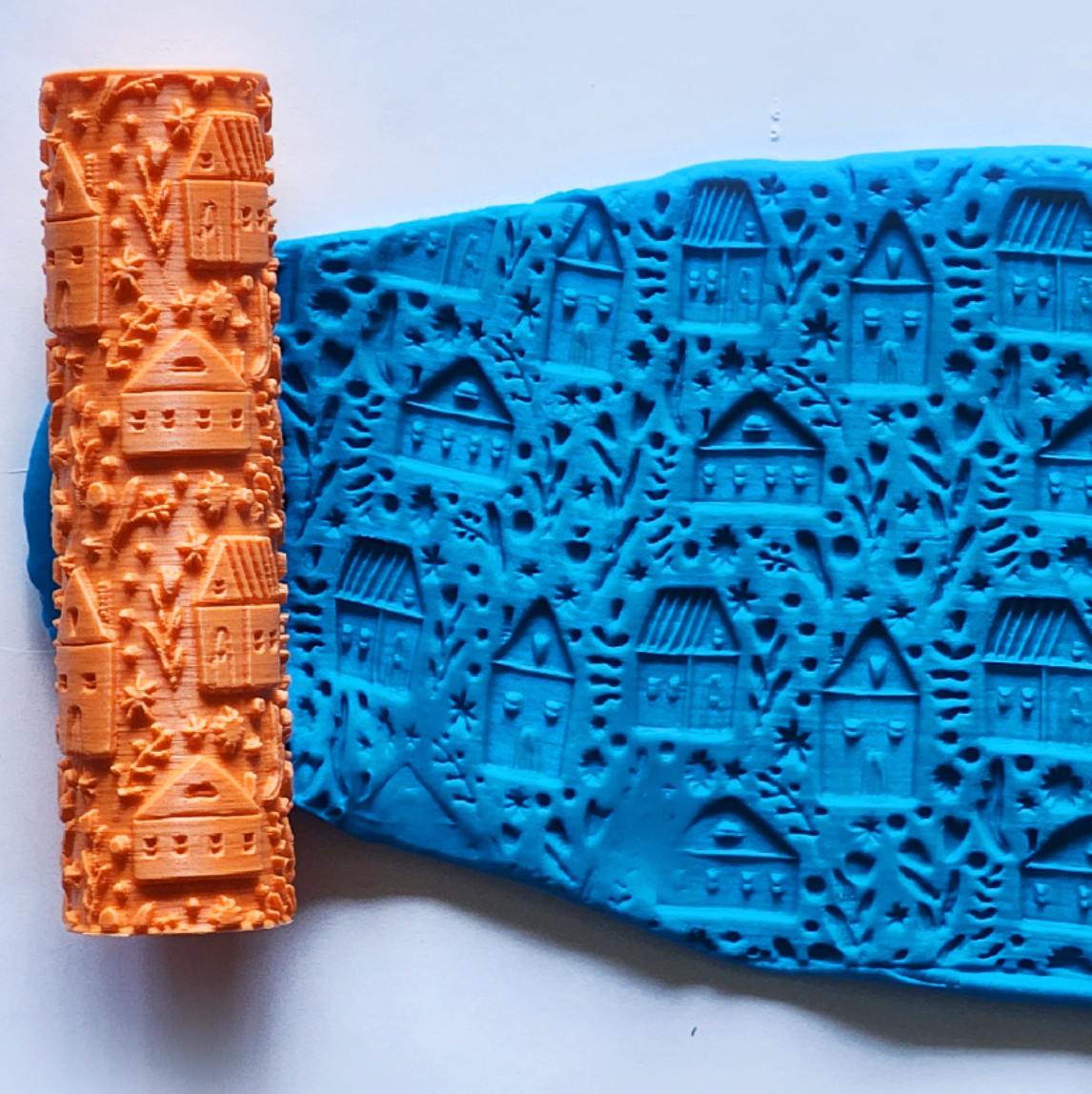 V58 | Folk Art House | Special Christmas Edition Rollers for Clay - ClartStudios - Polymer clay Jewellery
