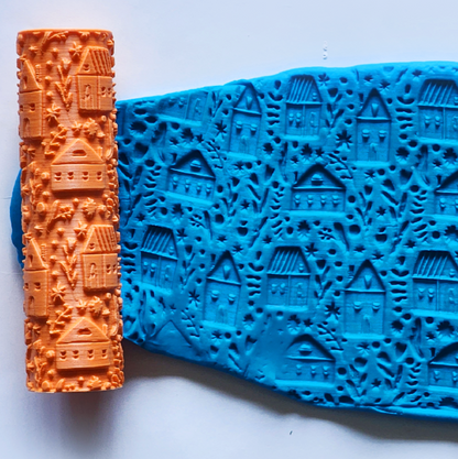 V58 | Folk Art House | Special Christmas Edition Rollers for Clay - ClartStudios - Polymer clay Jewellery