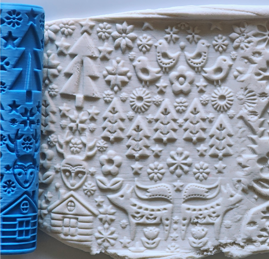 V117 | Christmas Folk Art | Special Christmas Edition Rollers for Clay