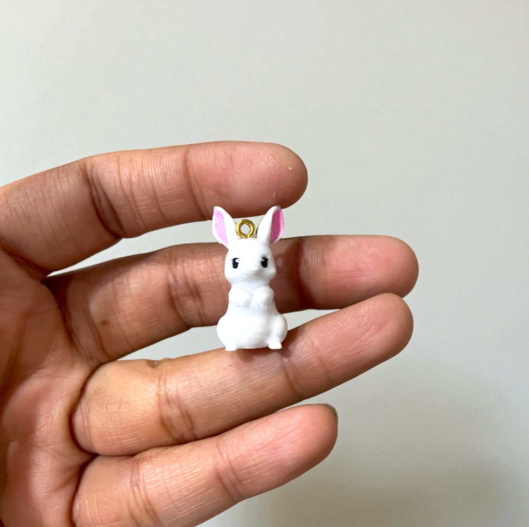 R020 - Cute White Bunny Charm - Waterproof & Adorable