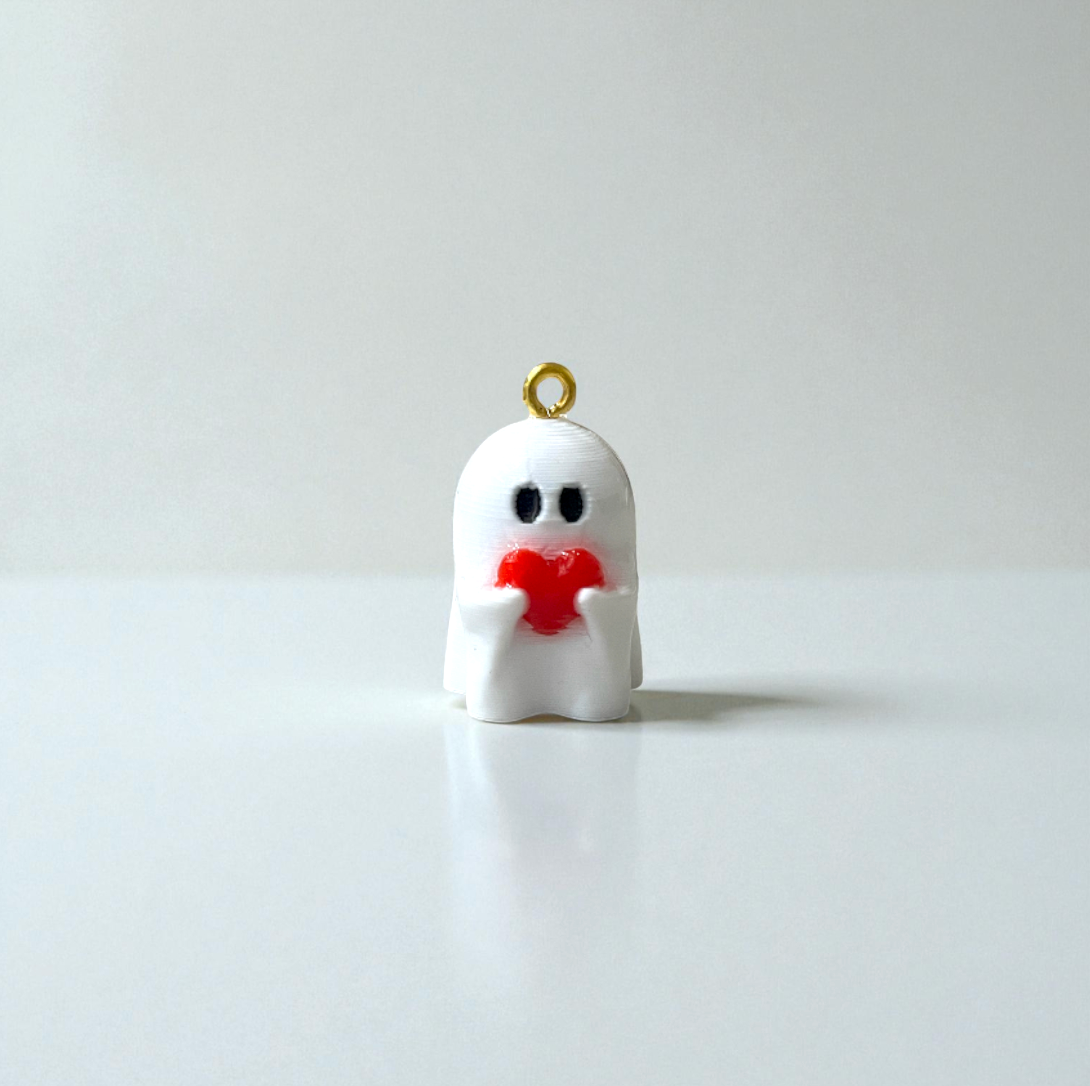 R021 - Cute Ghost With Heart Charm - Waterproof & Adorable