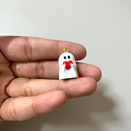 R021 - Cute Ghost With Heart Charm - Waterproof & Adorable