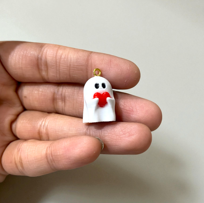 R021 - Cute Ghost With Heart Charm - Waterproof & Adorable