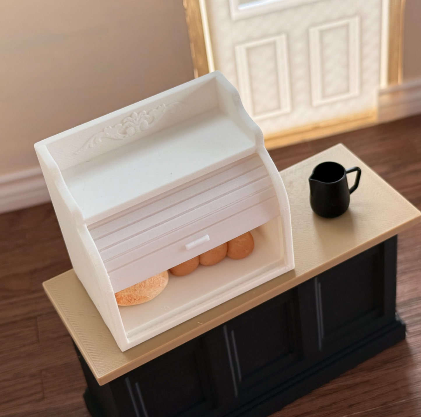 Miniature Roll-Top Bread Box Cabinet - M005