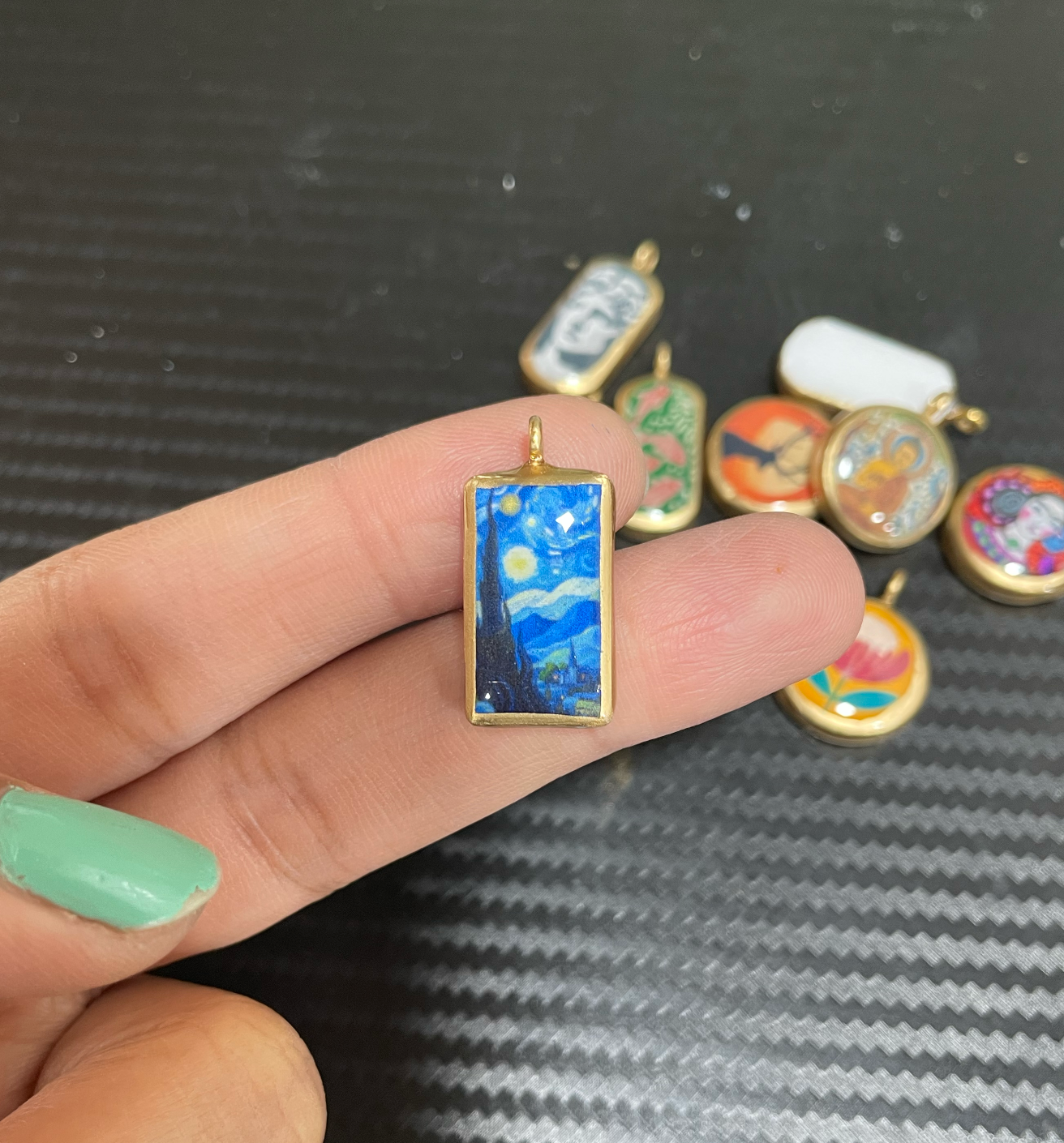 SPT-01 - Small Rectangle Vintage Pendants - Cold Porcelain Charms Pendant (Dispatch Time 4-5 days) (Copy)