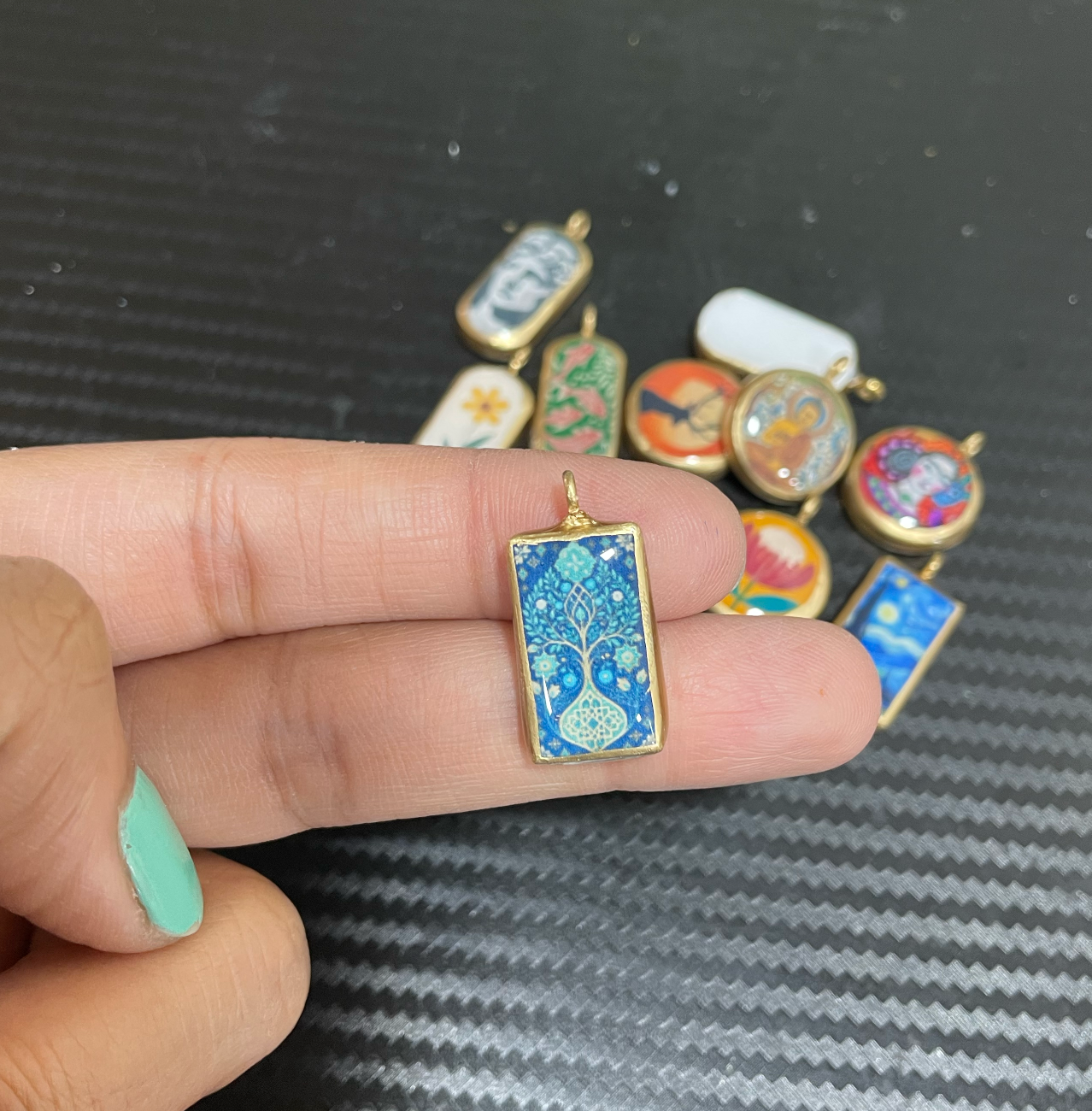 SPT-01 - Small Rectangle Vintage Pendants - Cold Porcelain Charms Pendant (Dispatch Time 4-5 days) (Copy)