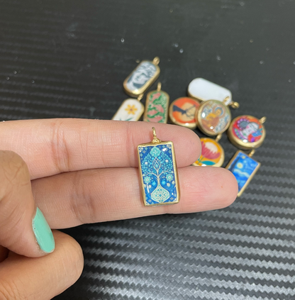 SPT-01 - Small Rectangle Vintage Pendants - Cold Porcelain Charms Pendant (Dispatch Time 4-5 days) (Copy)