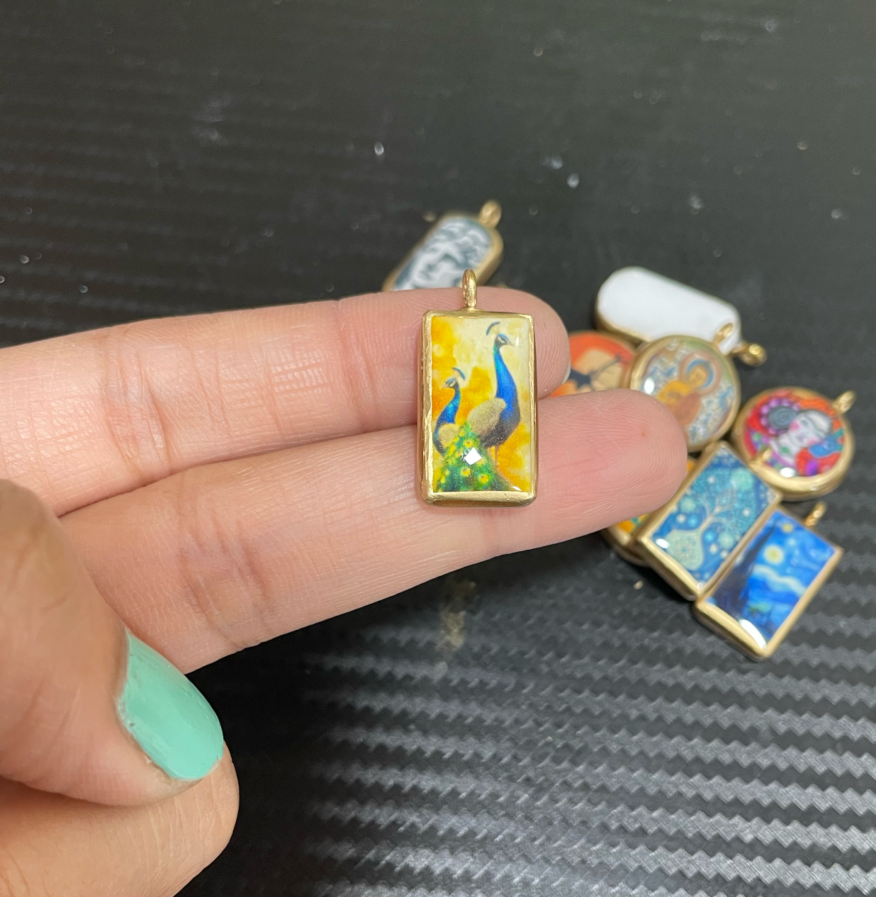 SPT-01 - Small Rectangle Vintage Pendants - Cold Porcelain Charms Pendant (Dispatch Time 4-5 days) (Copy)