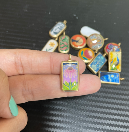 SPT-01 - Small Rectangle Vintage Pendants - Cold Porcelain Charms Pendant (Dispatch Time 4-5 days) (Copy)