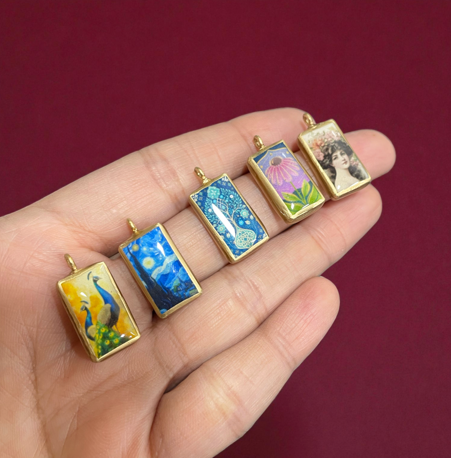 SPT-01 - Small Rectangle Vintage Pendants - Cold Porcelain Charms Pendant (Dispatch Time 4-5 days) (Copy)