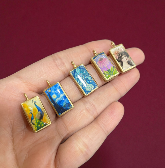 SPT-01 - Small Rectangle Vintage Pendants - Cold Porcelain Charms Pendant (Dispatch Time 4-5 days) (Copy)