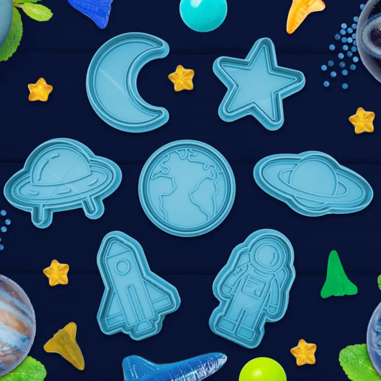 Space Theme Cookie (cutter stamp set)