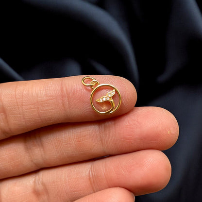 BTF12 - Zircon Mermaid Fin 18k Gold Plated Brass Pendant (Anti Tarnish) (1pc) - ClartStudios - Polymer clay Jewellery