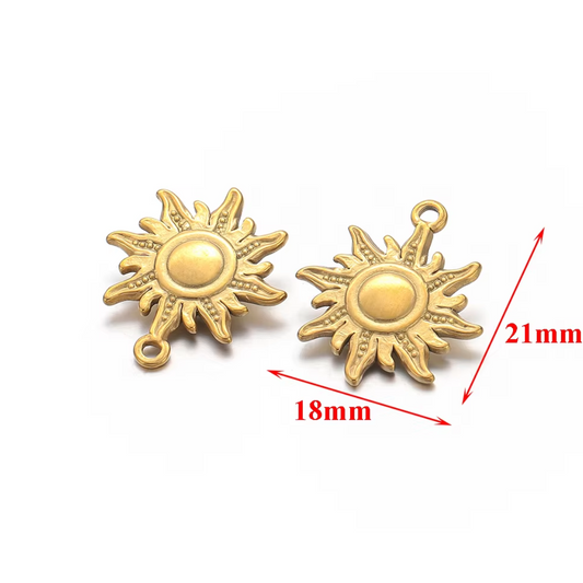 STF036 - Unique Stainless Steel Sun Charms Pendants (1pc) (Anti Tarnish) - ClartStudios - Polymer clay Jewellery