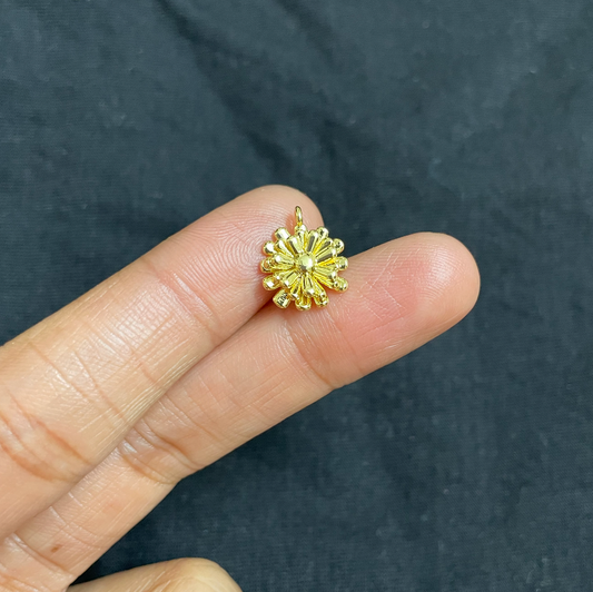 BTF09 - 3D Flower 18k Gold Plated Brass Pendant (Anti Tarnish) (1pc) - ClartStudios - Polymer clay Jewellery