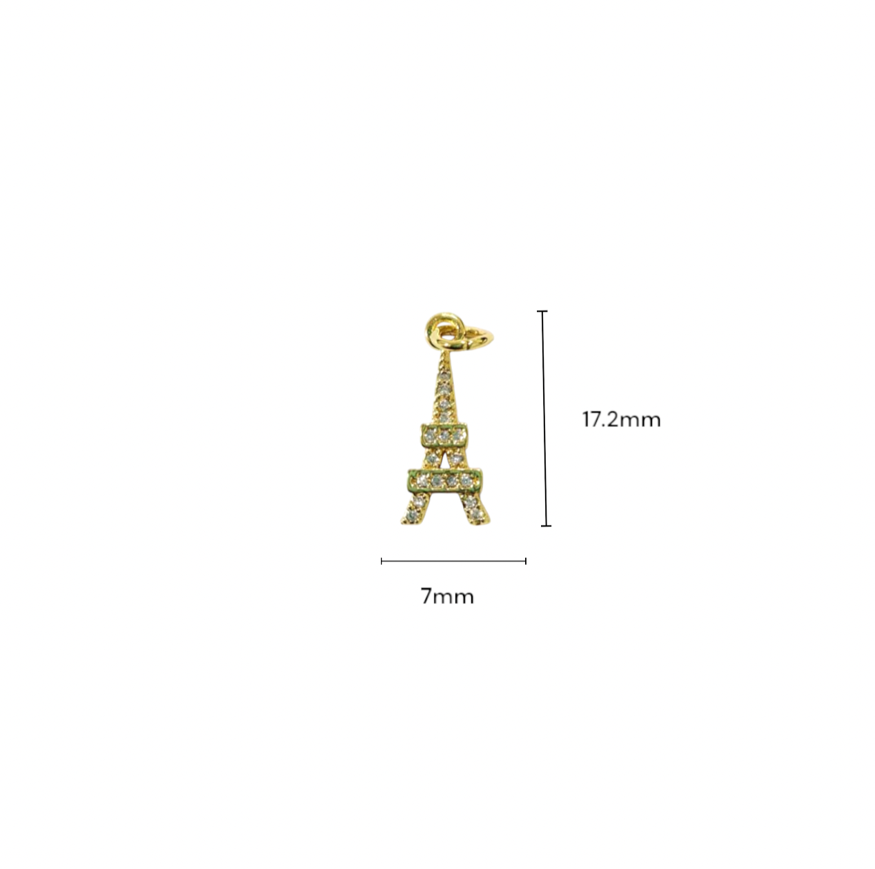 BTF27 - Zircon Multi Stone Eiffel Tower  18k Gold Plated Brass Pendant (Anti Tarnish) - ClartStudios - Polymer clay Jewellery