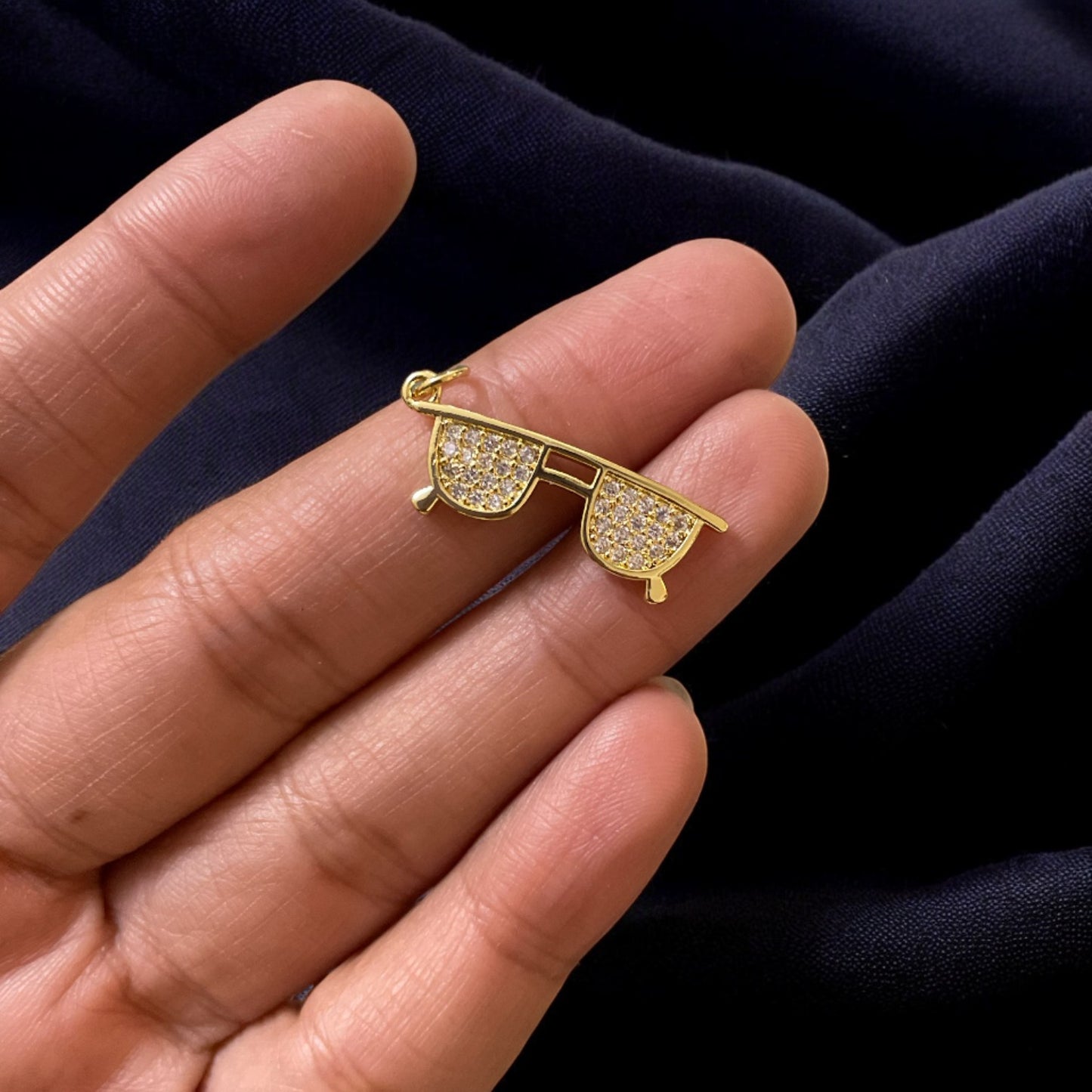 BTF39 - Multi Zircon Sunglasses Heart 18k Gold Plated Brass Pendant (Anti Tarnish) (1pc) - ClartStudios - Polymer clay Jewellery