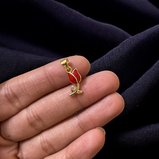 BTF41 - Multi Zircon Tulip 18k Gold Plated Brass Pendant (Anti Tarnish) (1pc) - ClartStudios - Polymer clay Jewellery